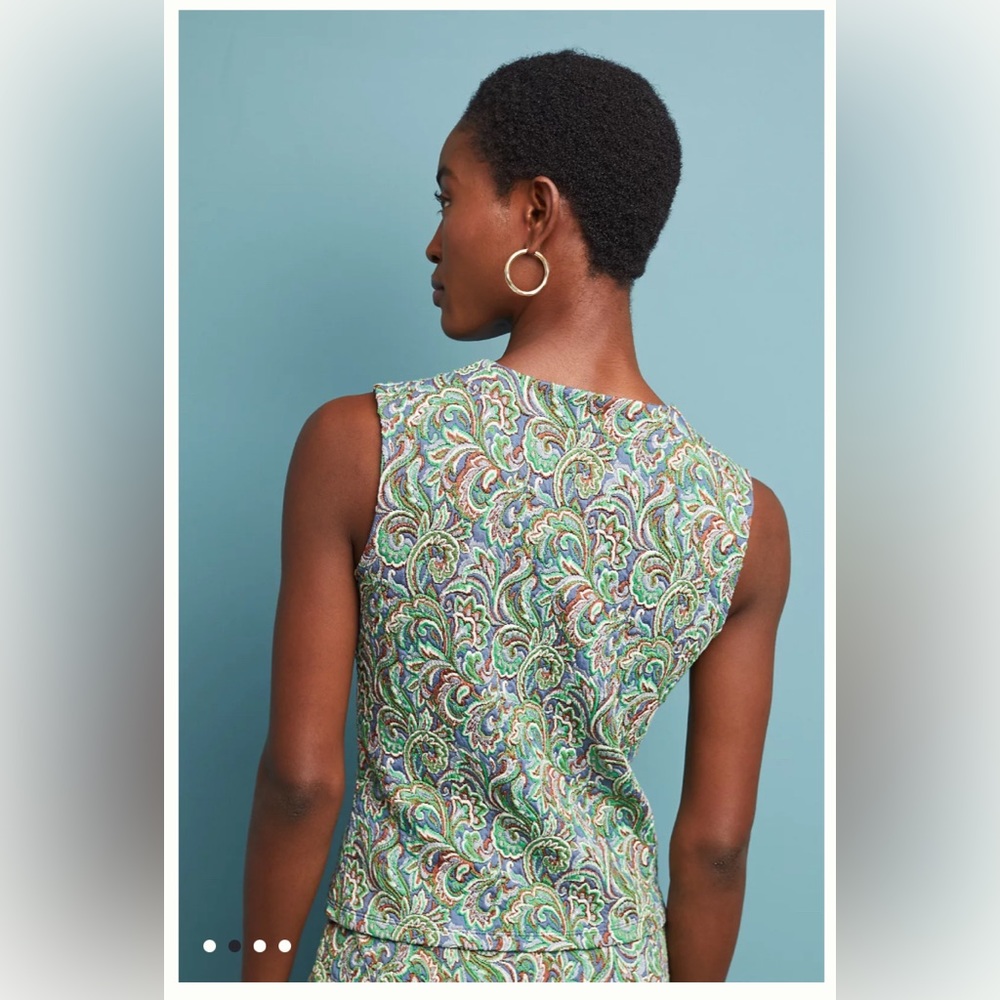 Maeve Green Paisley Sleeveless Shell and Skirt Set - Picture 2 of 15